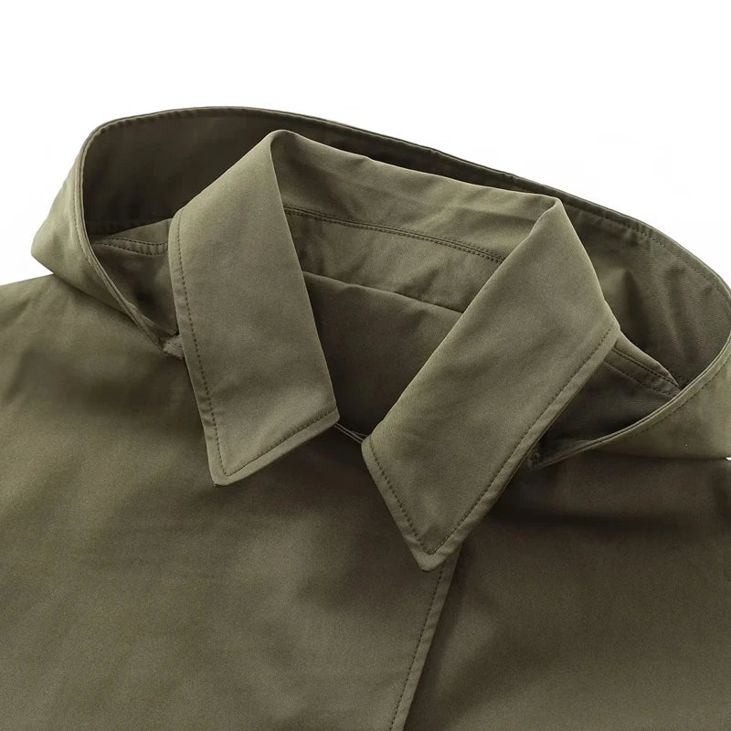 SEAME - Hailey Hooded Windbreaker Jacket Army Green M