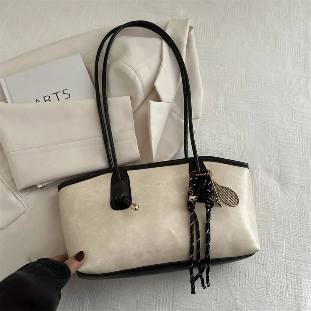 SEAME - Lucy - Shoulder Bag for Women, Large Capacity vegan Leather Fashion Handbag White