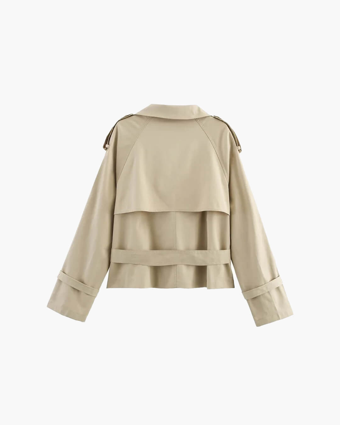 SEAME - Lyss Women's Cropped Trench Coat - Stylish Spring Jacket with Belt Beige L