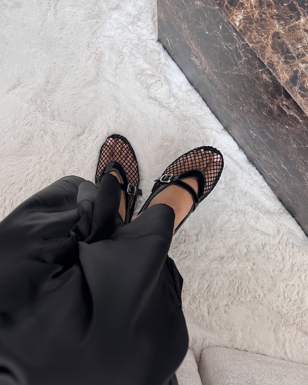 SEAME - Margaux Mesh Ballet Flats Black 36