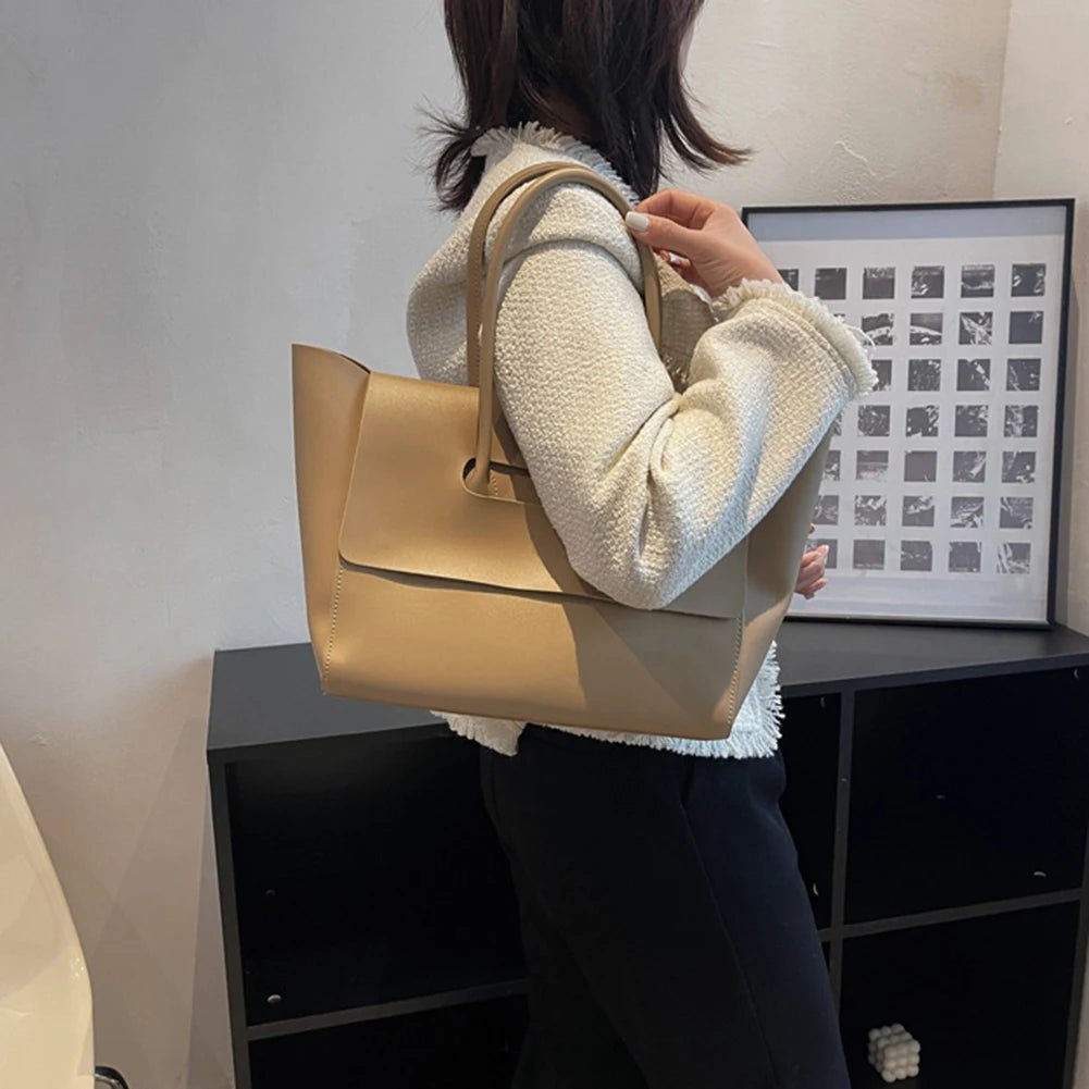 SEAME - Mirabel Shoulder Tote Purse - Vintage vegan Leather, Large Capacity & Versatile Design Black