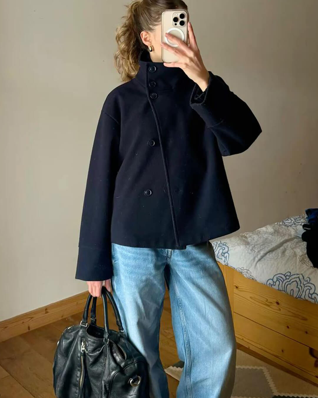 SEAME - Loreta Jacket with Stand Collar Black S