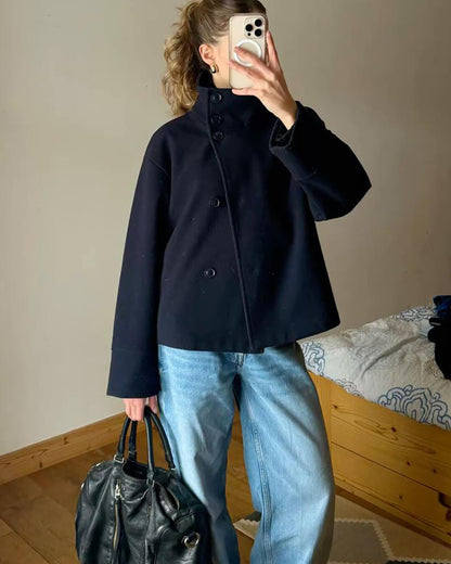 SEAME - Loreta Jacket with Stand Collar Black S