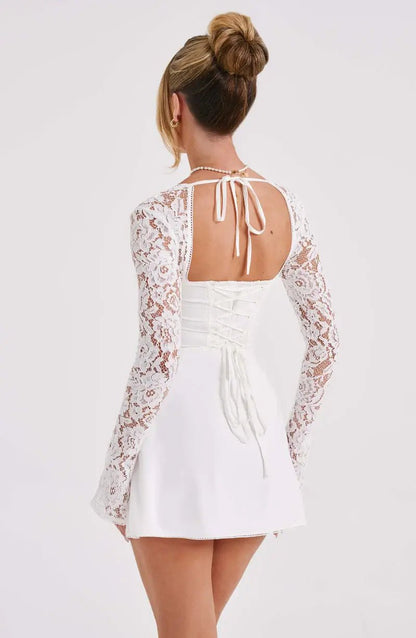 Seame - Louise mini dress with lace details red XS