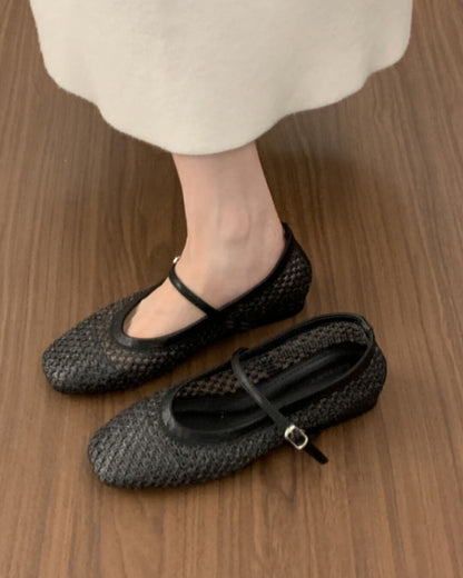 SEAME - Sabrina Mesh Ballet Flats Black 37