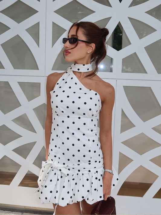 Seame - Tyra Polkadot Mini Dress White S